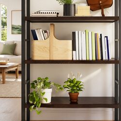 Solid Oak Wood Floating Shelf Dark Brown Finish