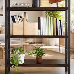 Solid Oak Wood Wall Shelf Dark Brown 100x60cm