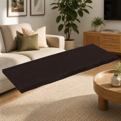 Folding Wall Shelf in Dark Brown Solid Oak Wood