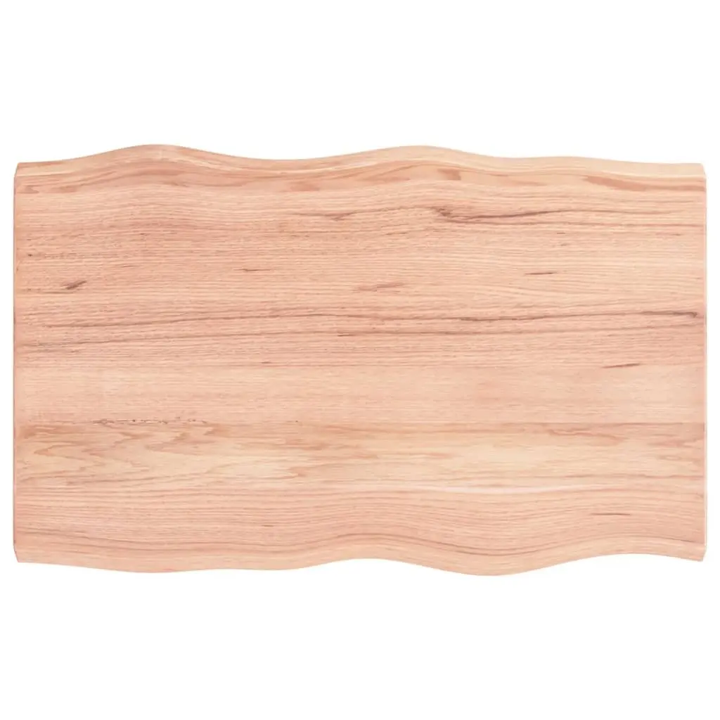 Wooden Tabletop Solid Oak Live Edge Treated 80 x 50 cm Brown