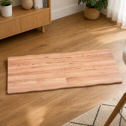 Solid Oak Light Brown Table Top with Live Edge, 140x60cm