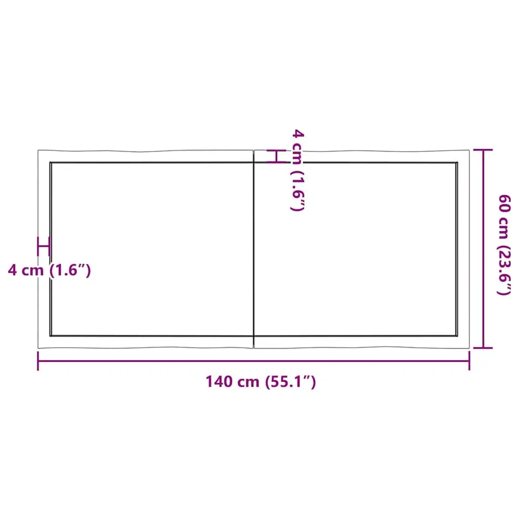 Solid Oak Wood Table Top Foldable 140x60cm Light Brown Live Edge
