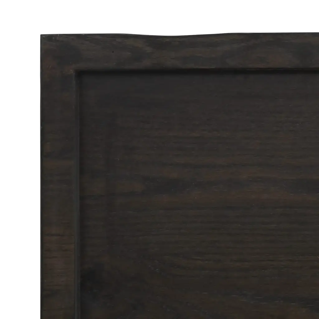 Solid Oak Wooden Table Top Treated Dark Brown Live Edge 80x50cm