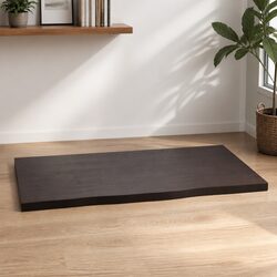 Solid Oak Wood Tabletop Live Edge Dark Brown 80x60x2 cm