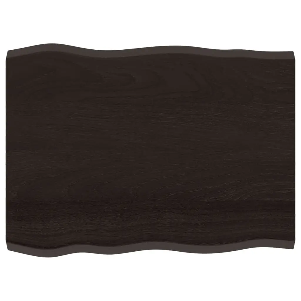 Wooden Table Top Live Edge Treated 80x60cm Dark Brown