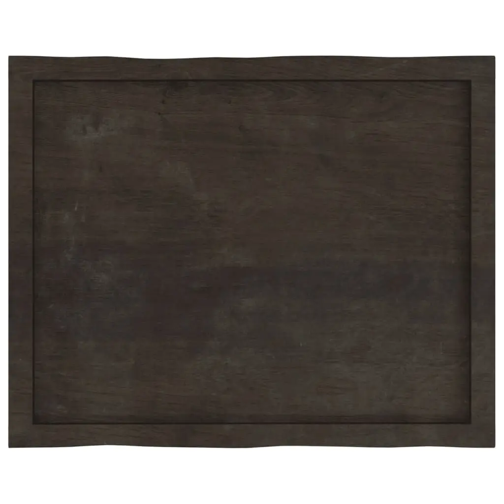 Solid Oak Wood Tabletop Live Edge Dark Brown 80x60cm Handcrafted Replacement