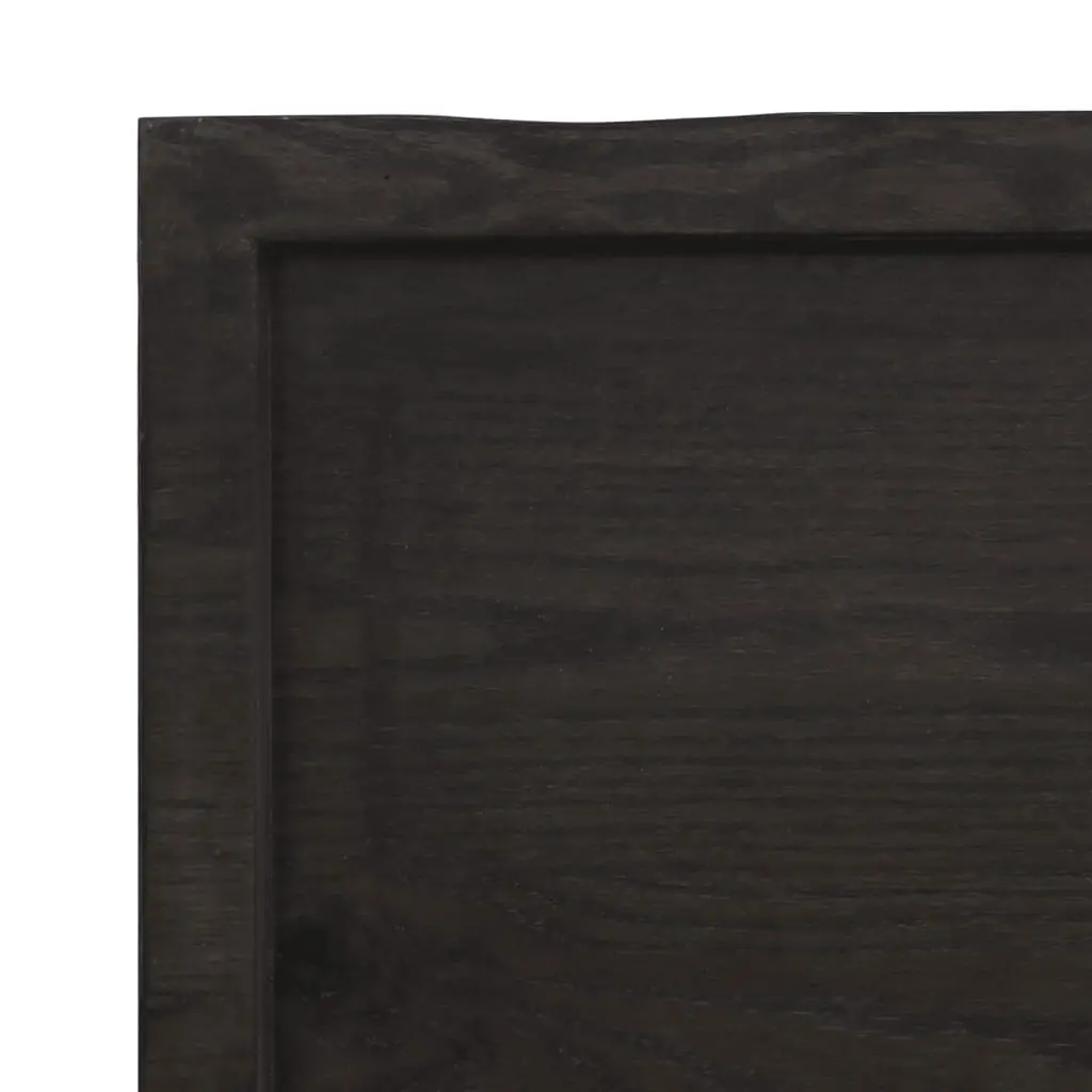 Solid Oak Wood Tabletop Live Edge Dark Brown 80x60cm Handcrafted Replacement