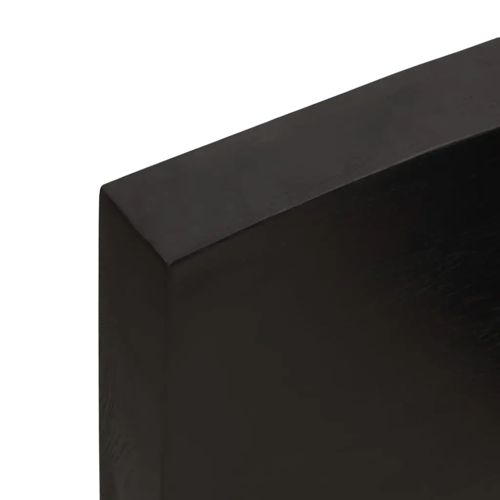 Solid Oak Wood Tabletop Live Edge Dark Brown 80x60cm Handcrafted Replacement
