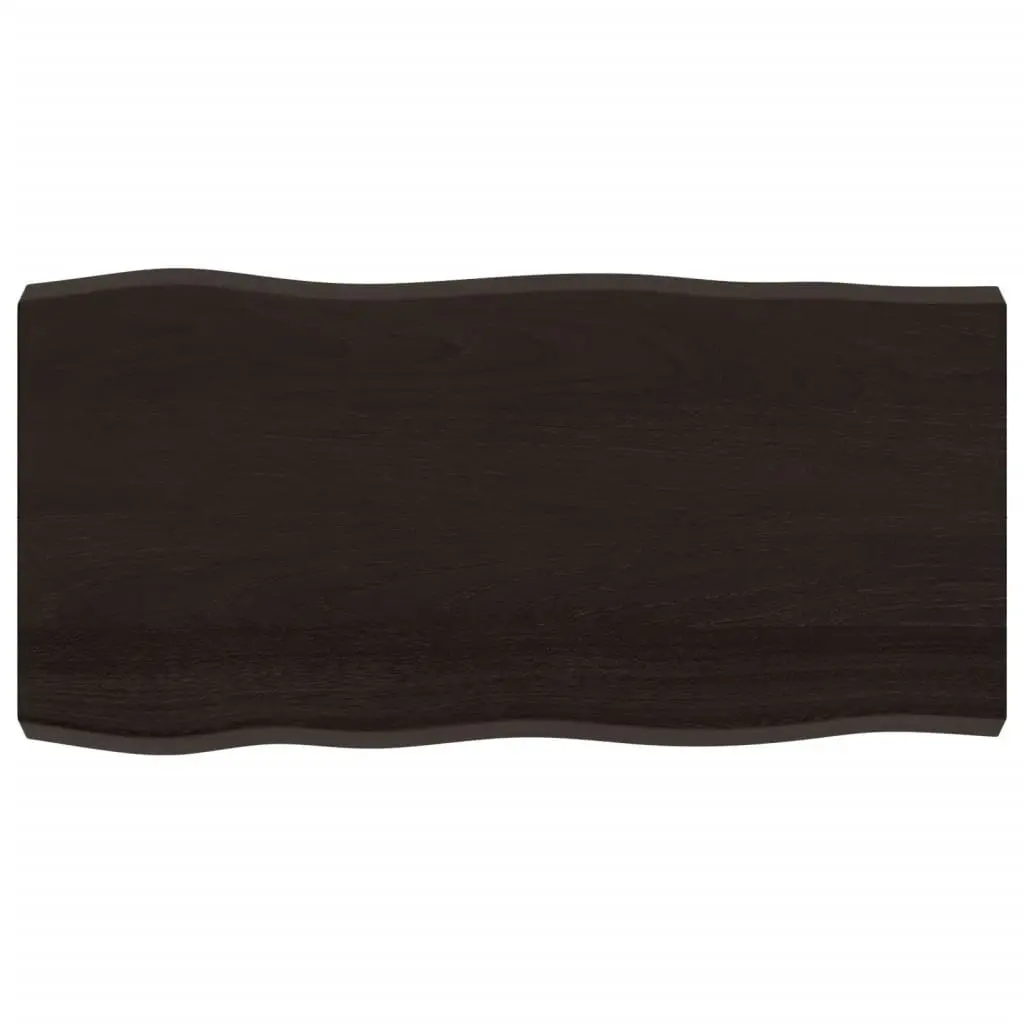 Wooden Table Top Handcrafted Live Edge Dark Brown 100x50cm Solid Oak Replacement