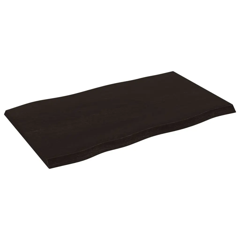 Live Edge Dark Brown Solid Oak Wood Table Top Handcrafted 100x60cm