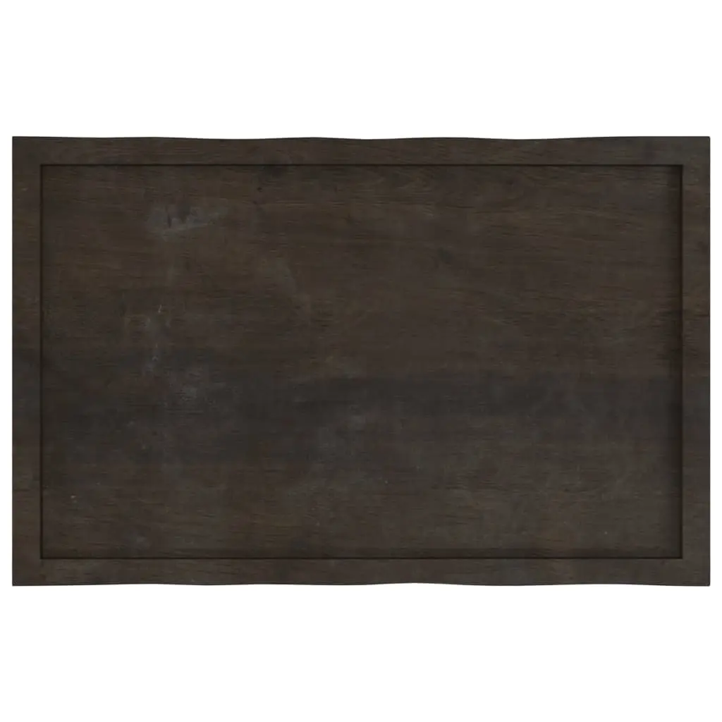 Solid Oak Wooden Tabletop Live Edge Dark Brown 100x60cm Handcrafted Replacement