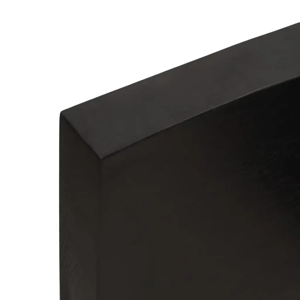 Solid Oak Wooden Tabletop Live Edge Dark Brown 100x60cm Handcrafted Replacement