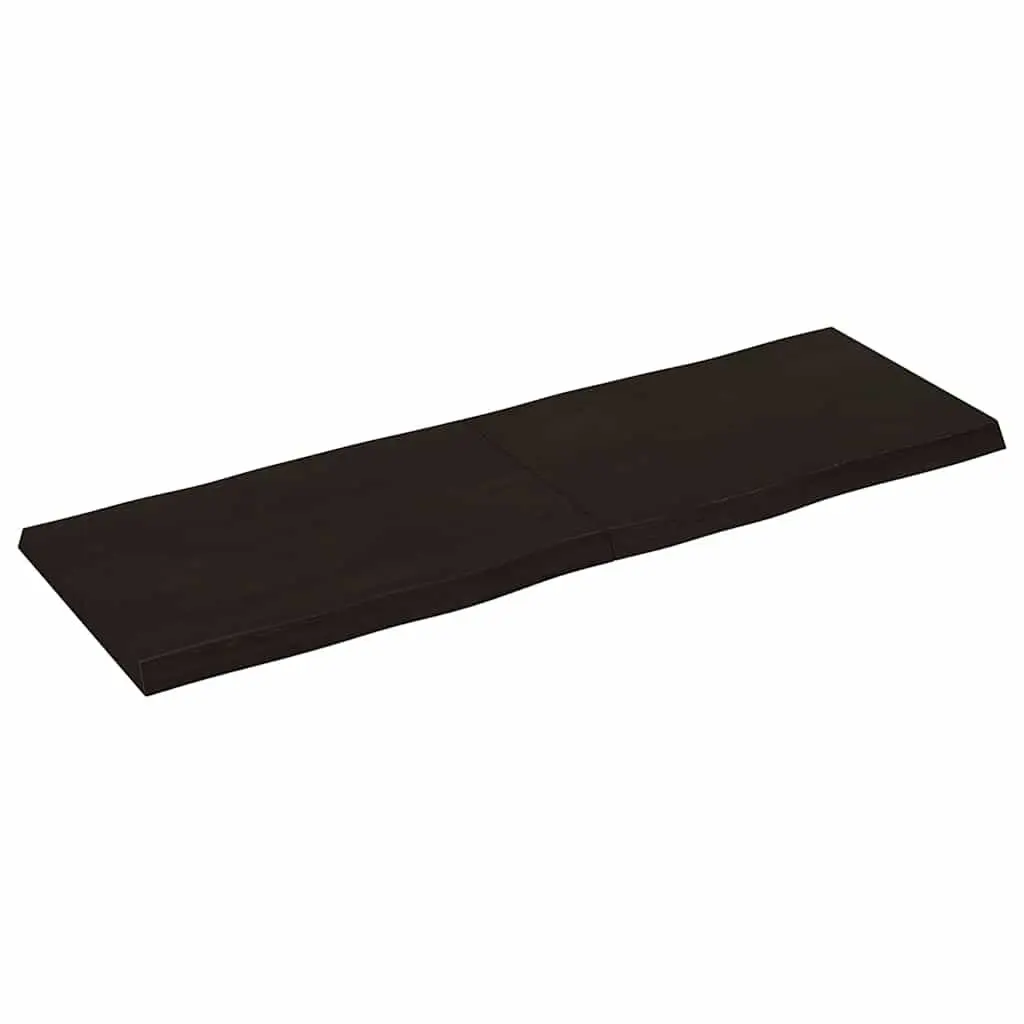 Solid Oak Wood Table Top Foldable Live Edge 120x40cm Dark Brown