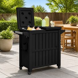 Rolling Serving Cart with Ice Bucket and Storage