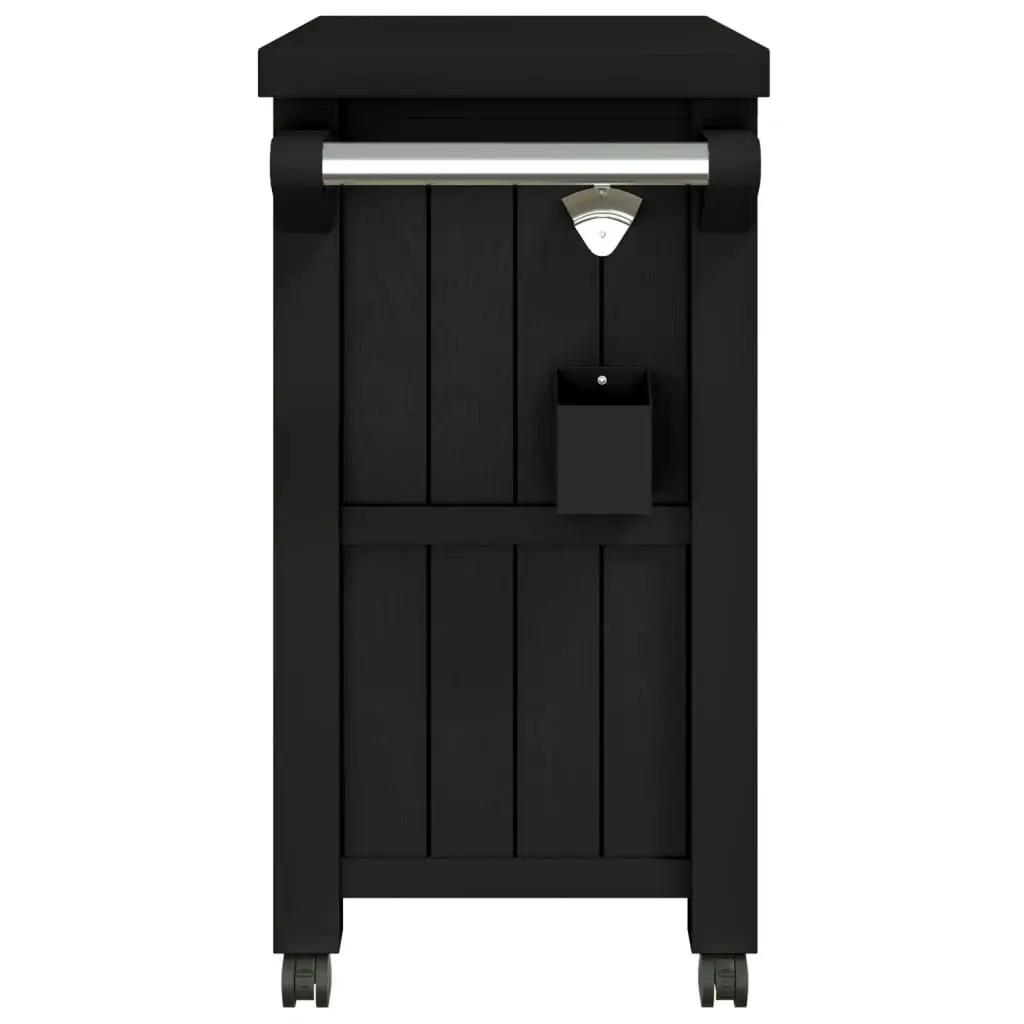 Rolling Serving Cart 3-in-1 with Ice Bucket Lightweight Durable Black Polypropylene