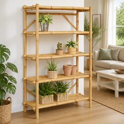 Sleek 5-Layer Bamboo Shelf 100x40x150 cm for Modern Spaces