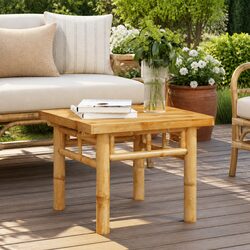 Bamboo Coffee Table with Slat Design, 45x45x35 cm