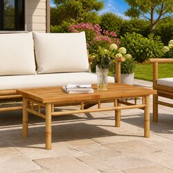 Bamboo Coffee Table 90x50x35cm with Slat Design