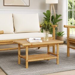 Coffee Table with Storage 70x40x35 cm Brown Bamboo