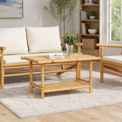 Brown Bamboo Slat Coffee Table, 90x50x45 cm