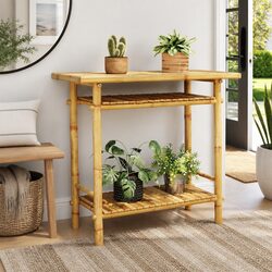 Bamboo Console Table 90x37x75cm for Storage and Display