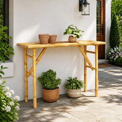 Brown Bamboo Console Table 115x39x75cm, Lightweight Design