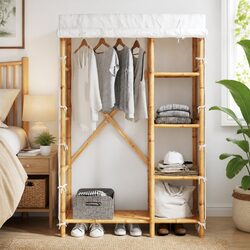 Bamboo Clothes Organiser Cabinet 110x45x170cm