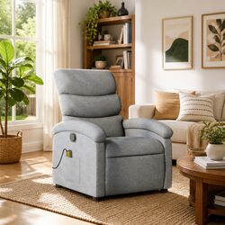Manual Reclining Grey Fabric Massage Chair with 6 Points