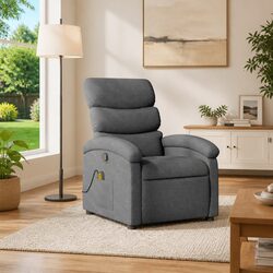 Manual Recline Massage Chair with Grey Fabric Upholstery