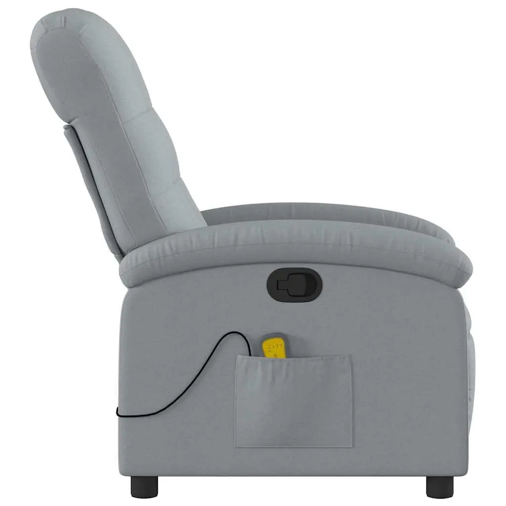 Recliner Chair Manual Adjust Light Grey Fabric 6 Point Vibration Massage