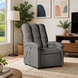 Manual Recline Grey Fabric Massage Armchair with 6 Points