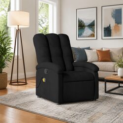 Manual Recline Black Fabric Massage Chair with 6 Vibration Points