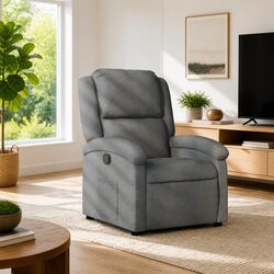 Grey Fabric Manual Recline Armchair with Sturdy Frame