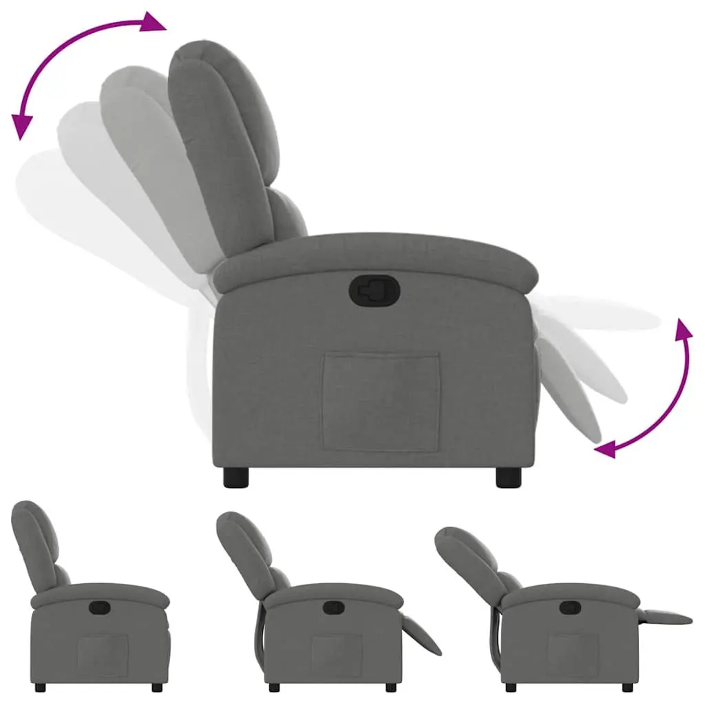 Recliner Chair Grey Fabric Manual Recline Armchair Lounge Seat Footrest