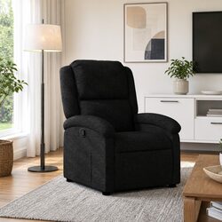 Manual Reclining Armchair in Black Fabric