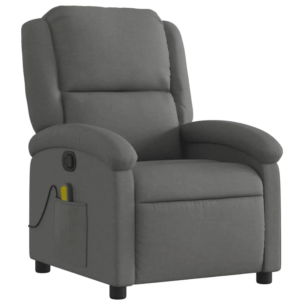 Massage Recliner Chair Manual Recline Comfort 135 Degrees Grey Fabric