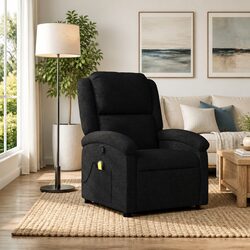 Manual Recline Massage Recliner Chair in Black Fabric