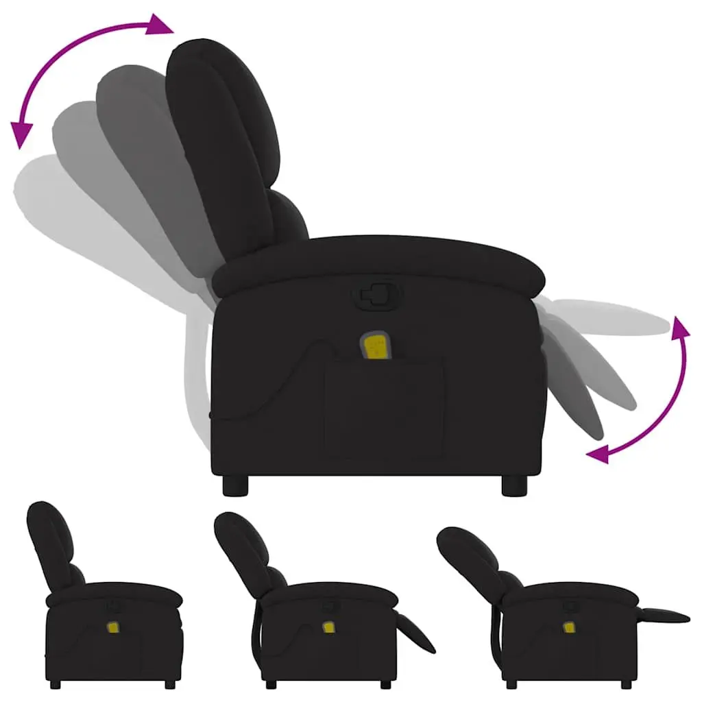 Massage Recliner Chair Manual Recline 135 Degrees Black Fabric