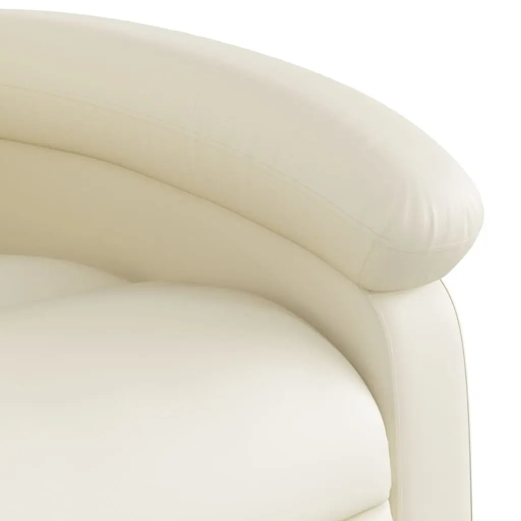 Massage Recliner Chair Manual Recline Vibration 135 Degrees Cream Faux Leather