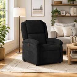 Manual Reclining Armchair in Black Velvet
