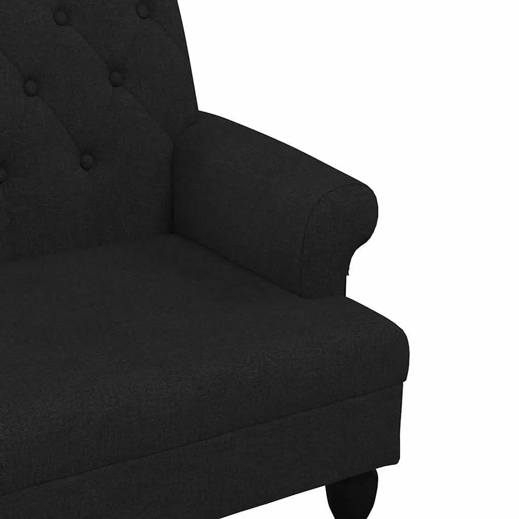 Bench with Backrest Padded Seat Armrests Black Fabric 120 x 62 x 75.5 cm