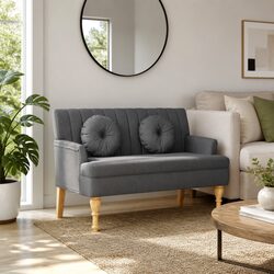 Grey Fabric Bench with Cushions - Sturdy and Stylish