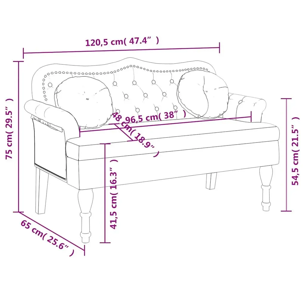 Bench with Cushions Black Velvet Seating Backrest Armrests Button Tufts Home