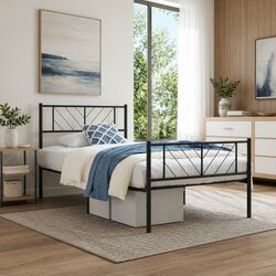 Metal Bed Frame King Single 107x203 cm with Slatted Base
