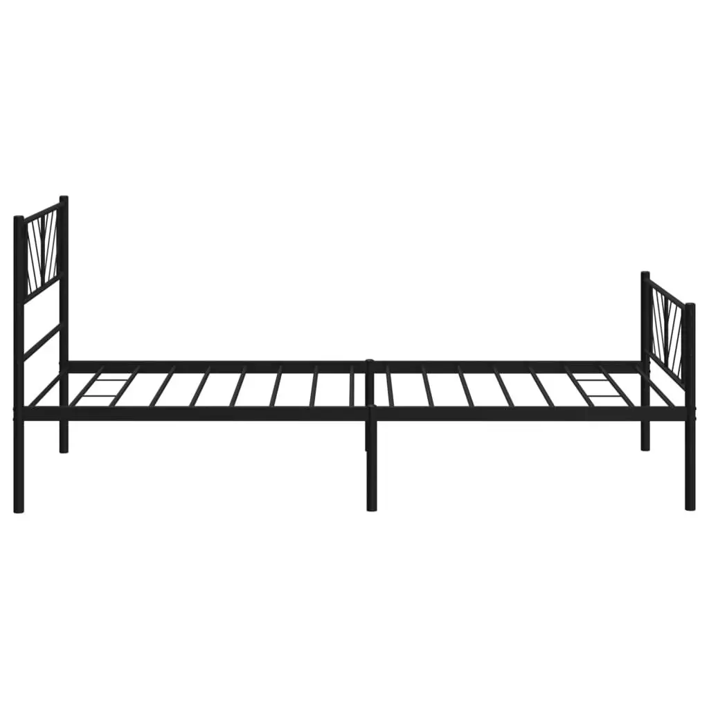 King Single Metal Bed Frame with Storage Black 107x203 cm Slatted Base