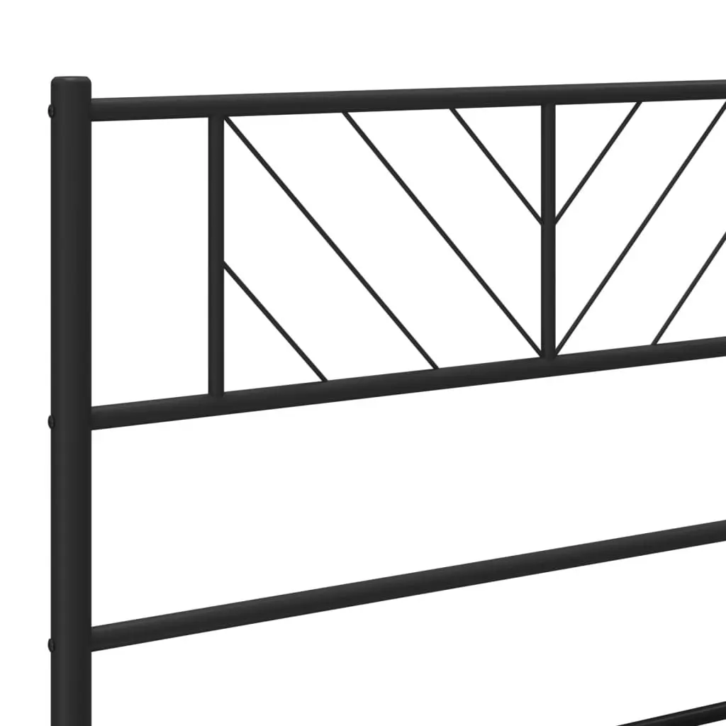 King Single Metal Bed Frame with Storage Black 107x203 cm Slatted Base