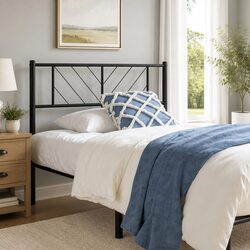 Black Metal Headboard with Robust Steel Construction