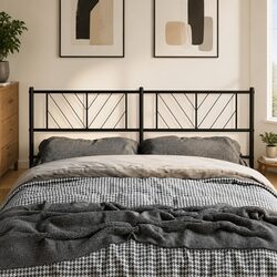 Black Metal Headboard 135 cm for Bed Frame Support