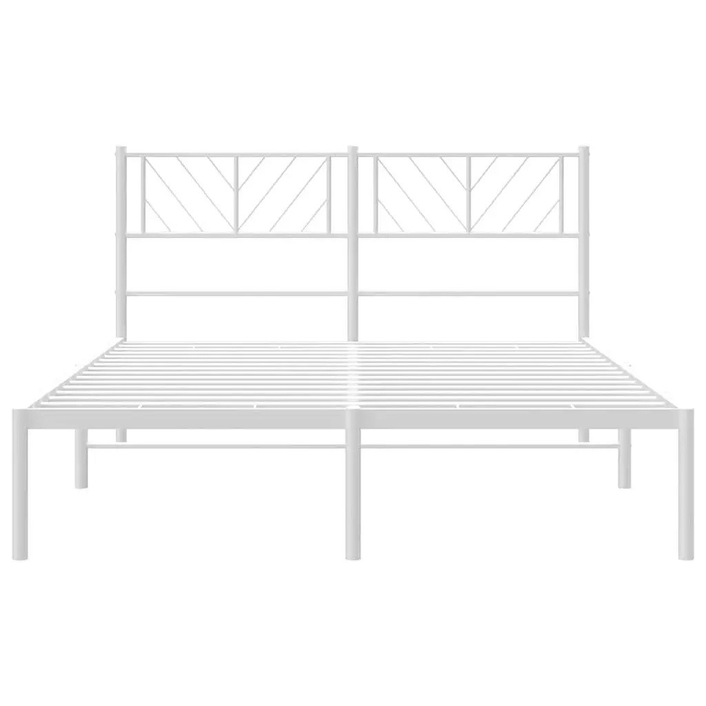 Metal Bed Frame with Headboard Under-bed Storage Space 135x190 cm White
