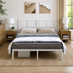 White Metal Bed Frame with Headboard 150x200 cm Specifications